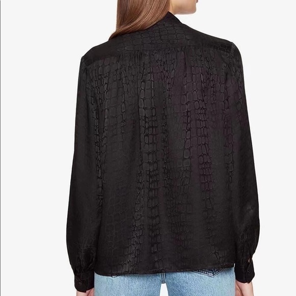 NWT $315 Anine Bing Black Delilah Silk Jacquard Blouse Top - Picture 7 of 7